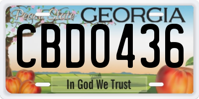 GA license plate CBD0436