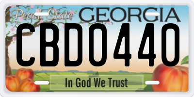 GA license plate CBD0440