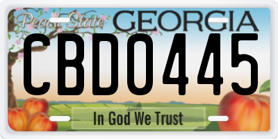 GA license plate CBD0445