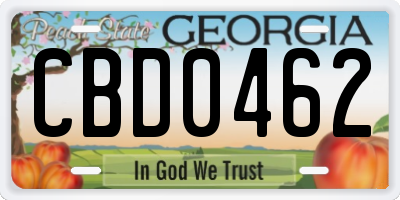 GA license plate CBD0462