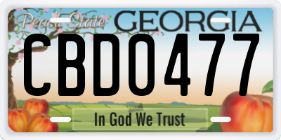 GA license plate CBD0477