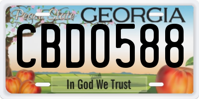GA license plate CBD0588