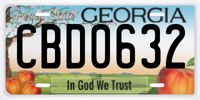 GA license plate CBD0632