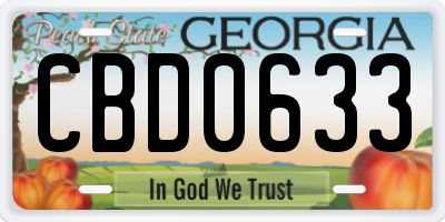 GA license plate CBD0633