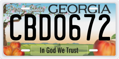 GA license plate CBD0672