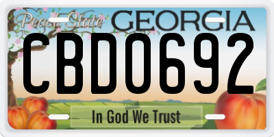 GA license plate CBD0692
