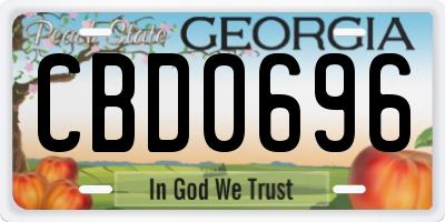 GA license plate CBD0696