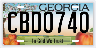 GA license plate CBD0740