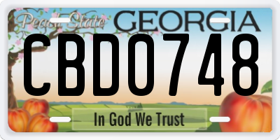 GA license plate CBD0748