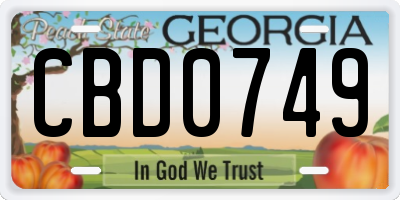 GA license plate CBD0749