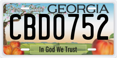 GA license plate CBD0752
