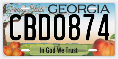 GA license plate CBD0874