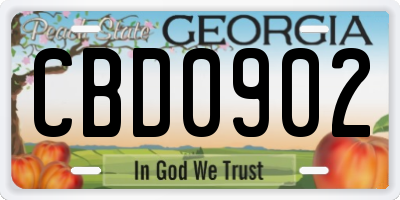 GA license plate CBD0902