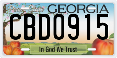 GA license plate CBD0915