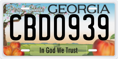 GA license plate CBD0939