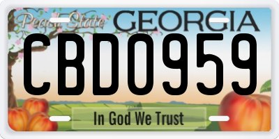 GA license plate CBD0959