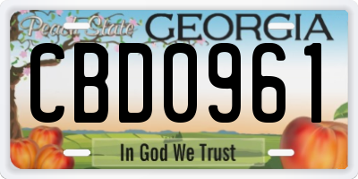 GA license plate CBD0961