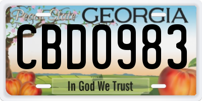 GA license plate CBD0983