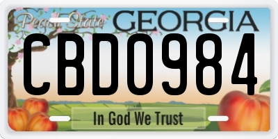 GA license plate CBD0984