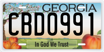 GA license plate CBD0991