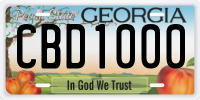 GA license plate CBD1000