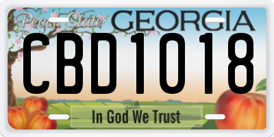 GA license plate CBD1018