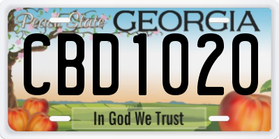 GA license plate CBD1020