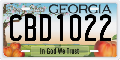 GA license plate CBD1022