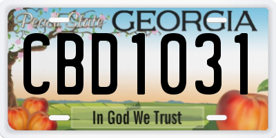 GA license plate CBD1031