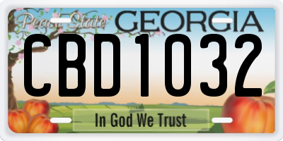 GA license plate CBD1032