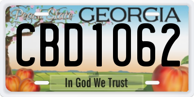 GA license plate CBD1062