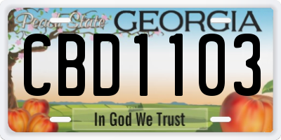 GA license plate CBD1103