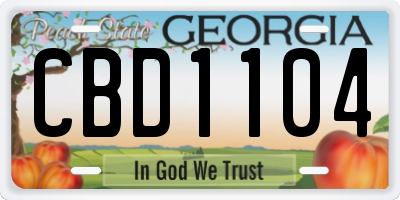 GA license plate CBD1104