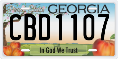 GA license plate CBD1107