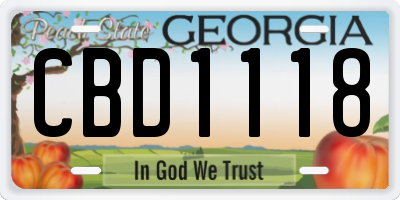 GA license plate CBD1118