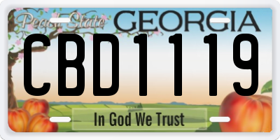 GA license plate CBD1119