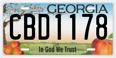 GA license plate CBD1178