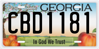 GA license plate CBD1181