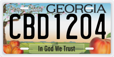 GA license plate CBD1204