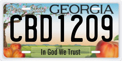 GA license plate CBD1209