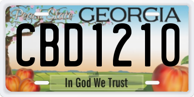 GA license plate CBD1210