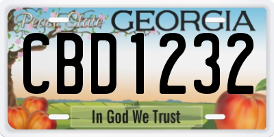 GA license plate CBD1232