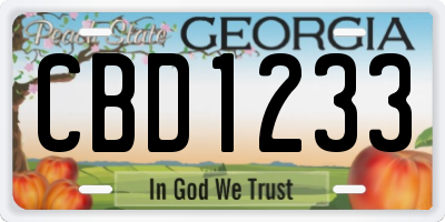 GA license plate CBD1233