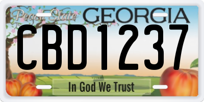 GA license plate CBD1237