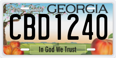 GA license plate CBD1240