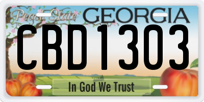 GA license plate CBD1303