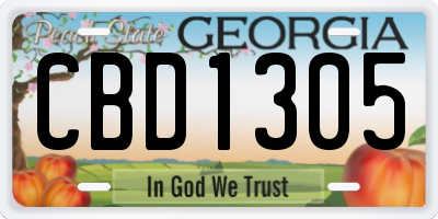 GA license plate CBD1305
