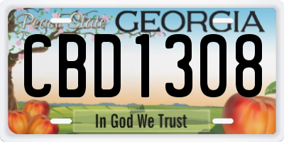 GA license plate CBD1308