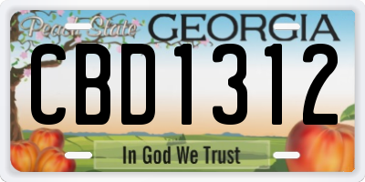 GA license plate CBD1312