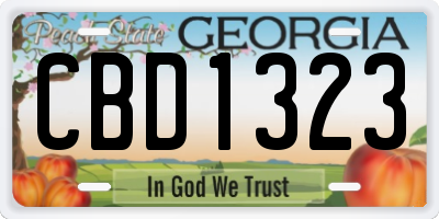 GA license plate CBD1323